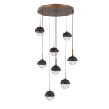 Cabochon Round Pendant Chandelier 8 Lights Burnished Bronze Black Marble By Hammerton