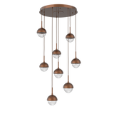 Cabochon Round Pendant Chandelier 8 Lights Burnished Bronze Matching Finish By Hammerton