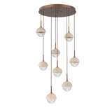 Cabochon Round Pendant Chandelier 8 Lights Burnished Bronze Travertine By Hammerton