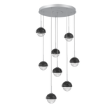 Cabochon Round Pendant Chandelier 8 Lights Classic Silver Black Marble By Hammerton