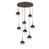 Cabochon Round Pendant Chandelier 8 Lights Flat Bronze Black Marble By Hammerton