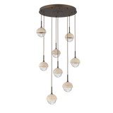Cabochon Round Pendant Chandelier 8 Lights Flat Bronze Travertine By Hammerton