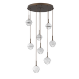 Cabochon Round Pendant Chandelier 8 Lights Flat Bronze White Marble By Hammerton