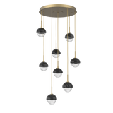 Cabochon Round Pendant Chandelier 8 Lights Gilded Brass Black Marble By Hammerton