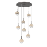 Cabochon Round Pendant Chandelier 8 Lights Graphite Travertine By Hammerton