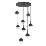 Cabochon Round Pendant Chandelier 8 Lights Matte Black Black Marble By Hammerton