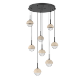 Cabochon Round Pendant Chandelier 8 Lights Matte Black Travertine By Hammerton