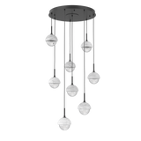 Cabochon Round Pendant Chandelier 8 Lights Matte Black White Marble By Hammerton