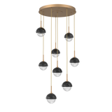 Cabochon Round Pendant Chandelier 8 Lights Novel Brass Black Marble By Hammerton