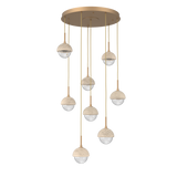 Cabochon Round Pendant Chandelier 8 Lights Novel Brass Travertine By Hammerton