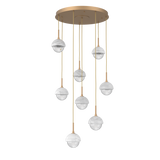 Cabochon Round Pendant Chandelier 8 Lights Novel Brass White Marble By Hammerton