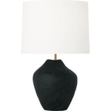 Cadley Table Lamp — 17", White Linen, Rough Black Ceramic