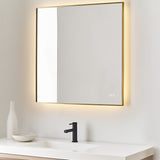 Cadre Square Mirror Small Satin Brass By Generation Lighting - Lifestyle View3