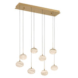 Calcolo Rectangular LED Chandelier Antique Brass 8 Lights By Lib And Co Side View