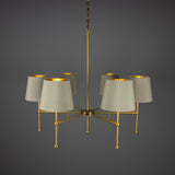 California 6 Arm Chandelier - Satin Brass