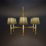California 6 Arm Chandelier - Satin Brass