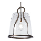 Caliper Pendant Large, shown in Dark Smoke, Clear Glass, by Hubbardton Forge