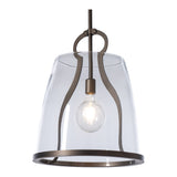 Caliper Pendant Large, shown in Dark Smoke, Clear Glass, by Hubbardton Forge