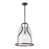 Caliper Pendant Large, shown in Dark Smoke, Clear Glass, by Hubbardton Forge