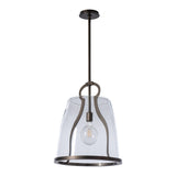 Caliper Pendant Large, shown in Dark Smoke, Clear Glass, by Hubbardton Forge