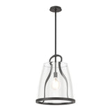 Caliper Pendant Large in Black, Clear Glass by Hubbardton Forge
