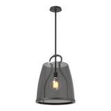 Caliper Pendant Large in Black, Plated Smoke Glass by Hubbardton Forge