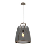 Caliper Pendant Large in Bronze, Plated Smoke Glass by Hubbardton Forge