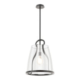 Caliper Pendant Large in Ink, Clear Glass by Hubbardton Forge