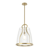 Caliper Pendant Large in Modern Brass, Clear Glass by Hubbardton Forge