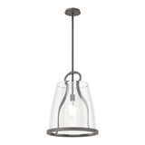 Caliper Pendant Large in Natural Iron, Clear Glass by Hubbardton Forge