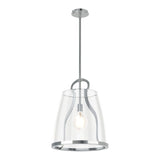 Caliper Pendant Large in Sterling, Clear Glass by Hubbardton Forge