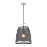 Caliper Pendant Large in Vintage Platinum, Plated Smoke Glass by Hubbardton Forge