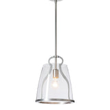 Caliper Pendant Small, shown in Sterling, Clear Glass, by Hubbardton Forge