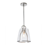 Caliper Pendant Small, shown in Sterling, Clear Glass, by Hubbardton Forge
