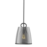 Caliper Pendant Small in Black, Plated Smoke Glass by Hubbardton Forge