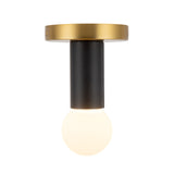 Calla Flush Mount — Brushed Gold/Black Vegan Leather