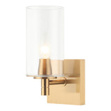 Candela Wall Sconce 5 Inch Aged Gold Brass Clear