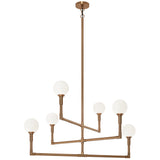 Candlestix Chandelier Aged Gold Brass Opal Glass By Matteo