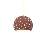 Canyon Clay-Beige Twisted Cord Perforated Small Globe Pendant by Justice Design