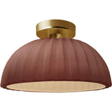 Canyon Clay Brushed Brass Ceramic Pleated Dome Semi-Flush by Justice Design