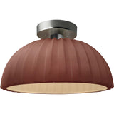 Canyon Clay Brushed Nickel Ceramic Pleated Dome Semi-Flush by Justice Design