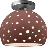 Canyon Clay Brushed Nickel Perforated Medium Globe Semi- Flush by Justice Design