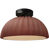 Canyon Clay Matte Black Ceramic Pleated Dome Semi-Flush by Justice Design