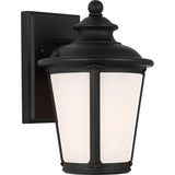 Cape May Outdoor Wall Lantern — 10.5 Inch, Black with Etched / White Inside Glass
