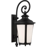 Cape May Outdoor Wall Lantern — 30 Inch, Black with Etched / White Inside Glass