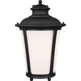 Cape May Up Outdoor Wall Lantern — Black with Etched / White Inside Glass