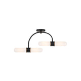 Capsule LED Semi Flush Mount 34.25'' Matte Black + Textured Gold