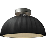 Carbon Matte Black Brushed Nickel Ceramic Pleated Dome Semi-Flush by Justice Design