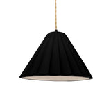 Carbon Matte Black-Beige Twisted Cord Short Fluted Ceramic Pendant by Justice Design