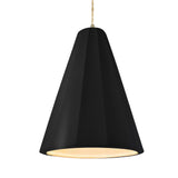 Carbon Matte Black-Beige Twisted Cord Tall Fluted Ceramic Pendant by Justice Design